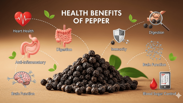 Read more about the article సుగంధ ద్రవ్యాల రాజు: మిరియాల 10 అద్భుత ఆరోగ్య రహస్యాలు (Black Pepper Benefits)